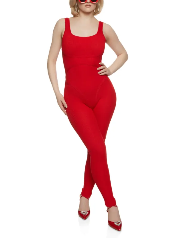 Daisy Seamless Ribbed Knit Sleeveless Catsuit sold by Rainbow