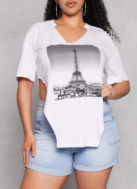 Plus Size Paris Eiffel Tower Graphic Top sold by Rainbow