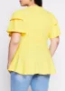 Plus Size Tiered Sleeve Tie Front Peplum Top sold by Rainbow