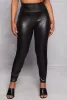 Plus Size Solid Faux Leather High Waist Leggings sold by Rainbow