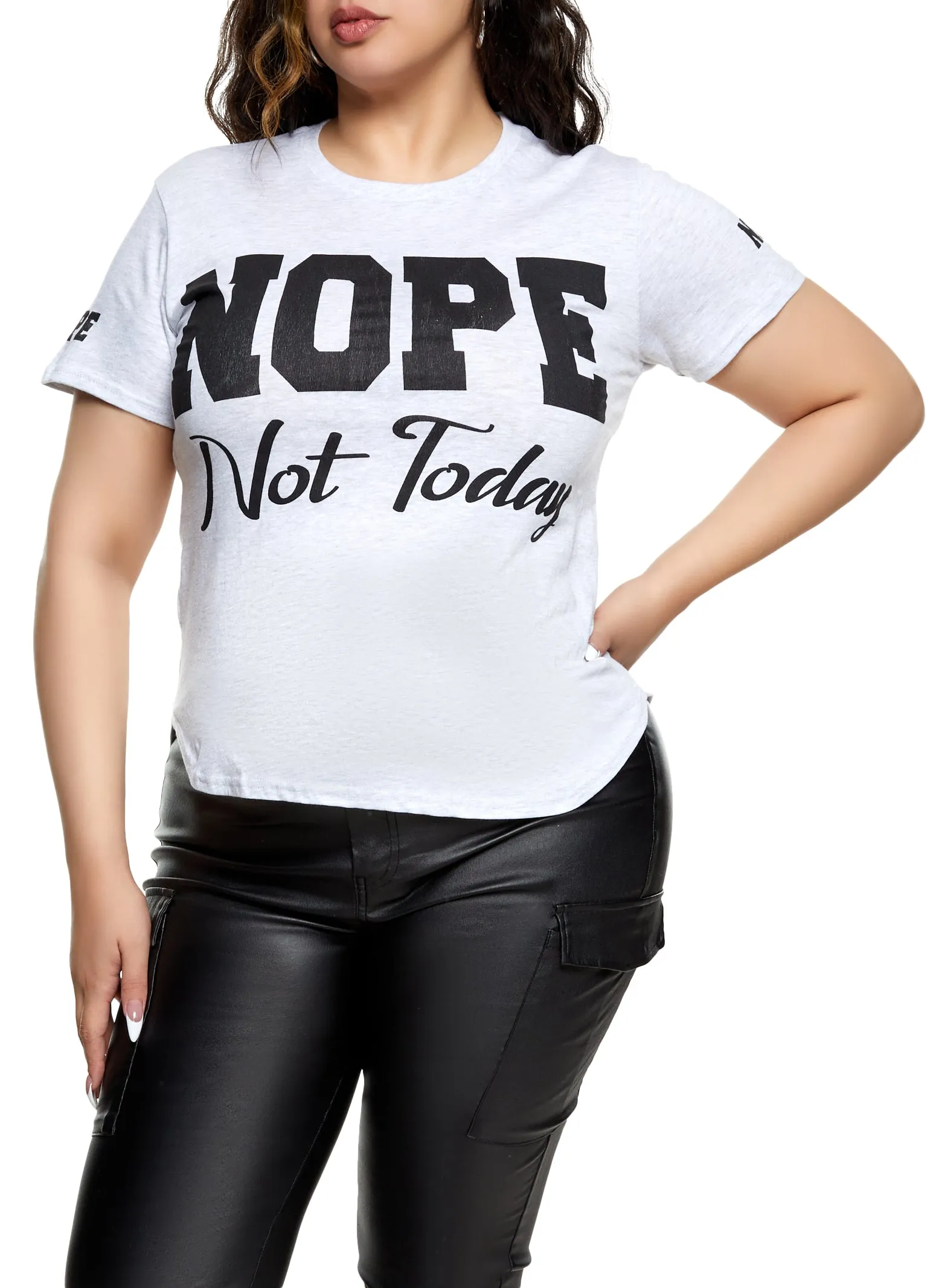 Plus Size Nope Not Today Graphic Tee sold by Rainbow