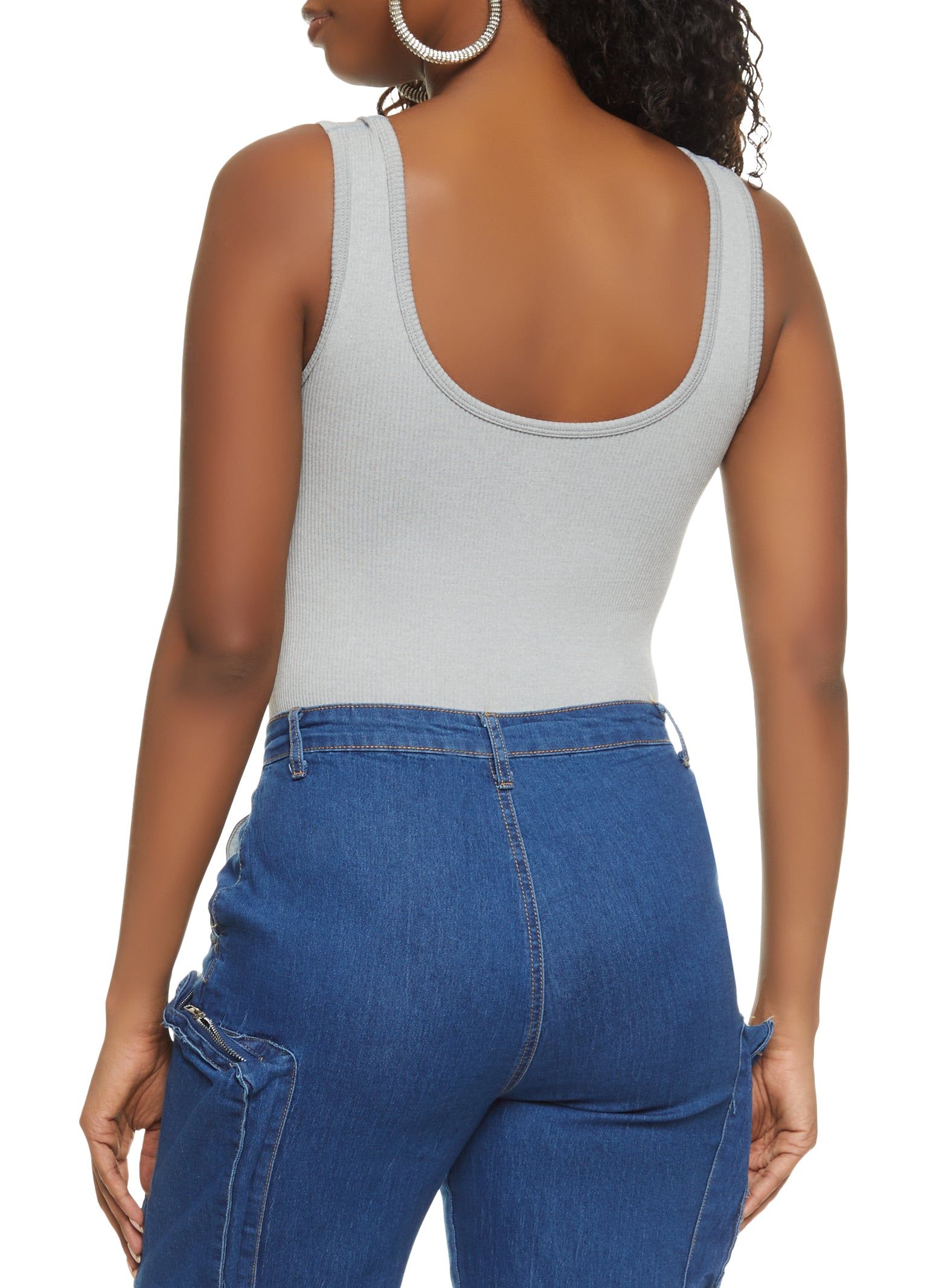 Ribbed Knit Scoop Neck Sleeveless Bodysuit sold by Rainbow product image thumbnail 3