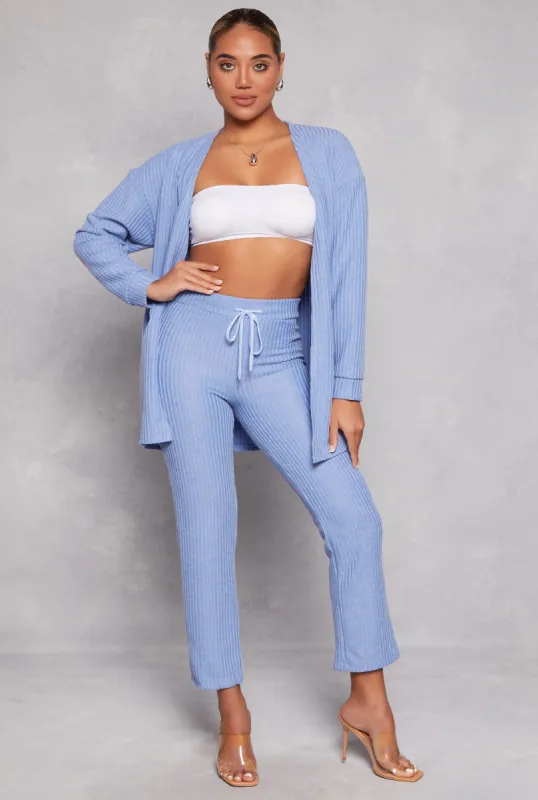 Ribbed Drawstring High Waist Straight Leg Pants sold by Rainbow