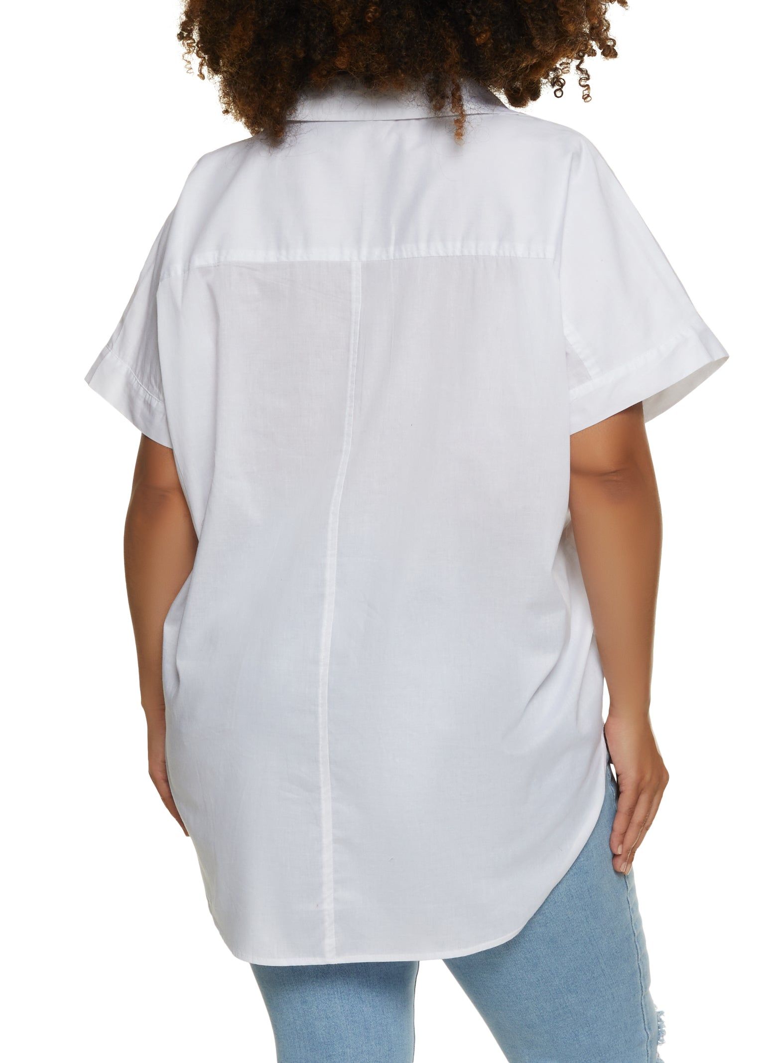 Plus Size Poplin Button Front High Low Shirt sold by Rainbow product image thumbnail 2