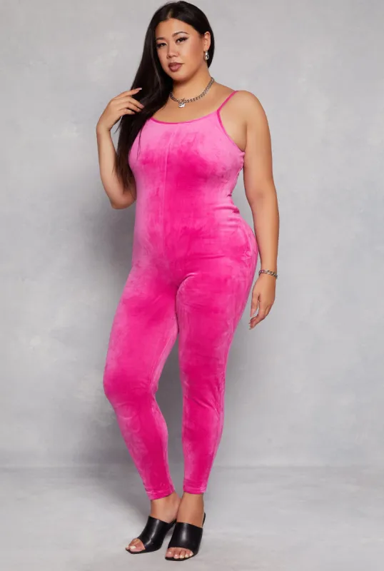 Plus Size Velour Cami Catsuit sold by Rainbow