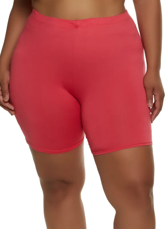 Plus Size Solid High Waisted Bike Shorts sold by Rainbow