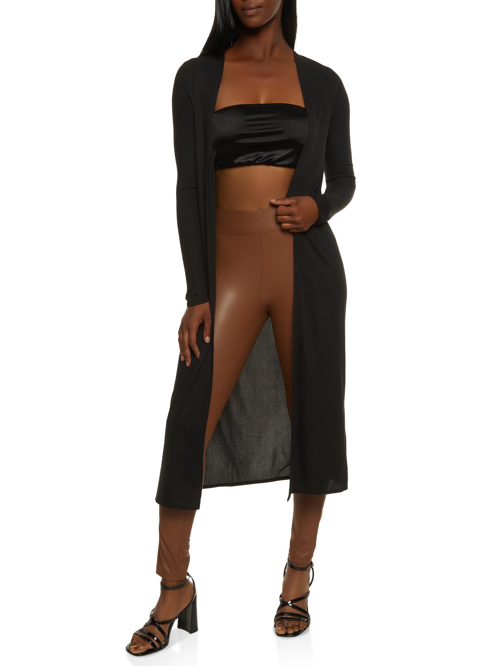 Ribbed Knit Long Sleeve Duster sold by Rainbow