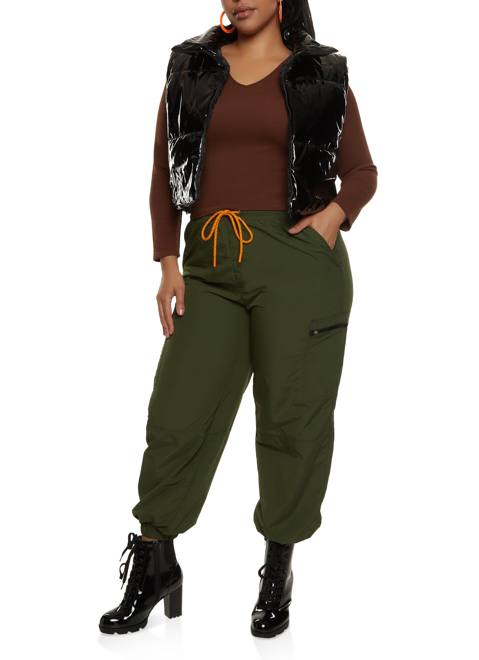 Plus Size Faux Patent Leather Puffer Vest sold by Rainbow product image thumbnail 2