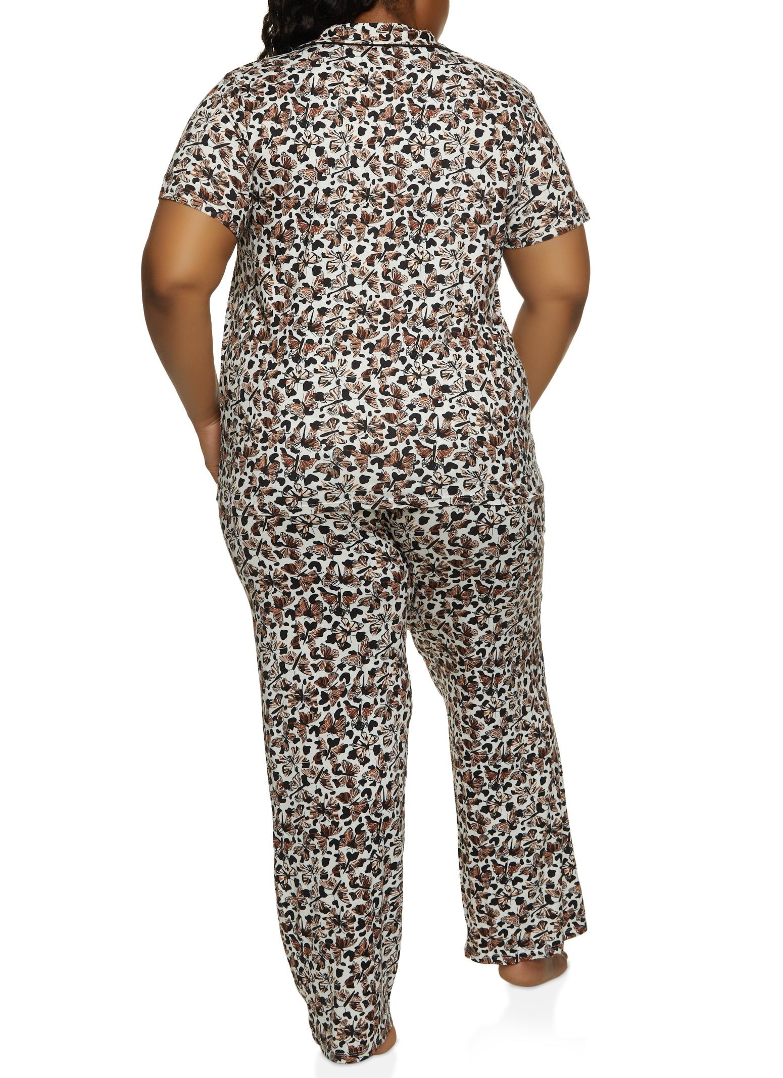 Plus Size Butterfly Animal Print Pajama Shirt and Pants sold by Rainbow product image thumbnail 3