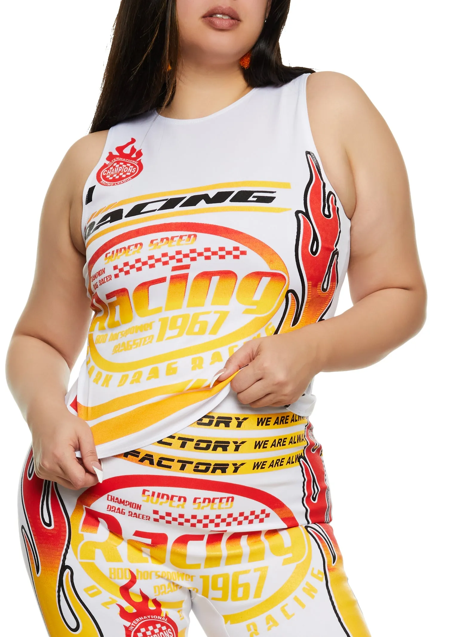Plus Size Flame Racing Graphic Tank Top sold by Rainbow