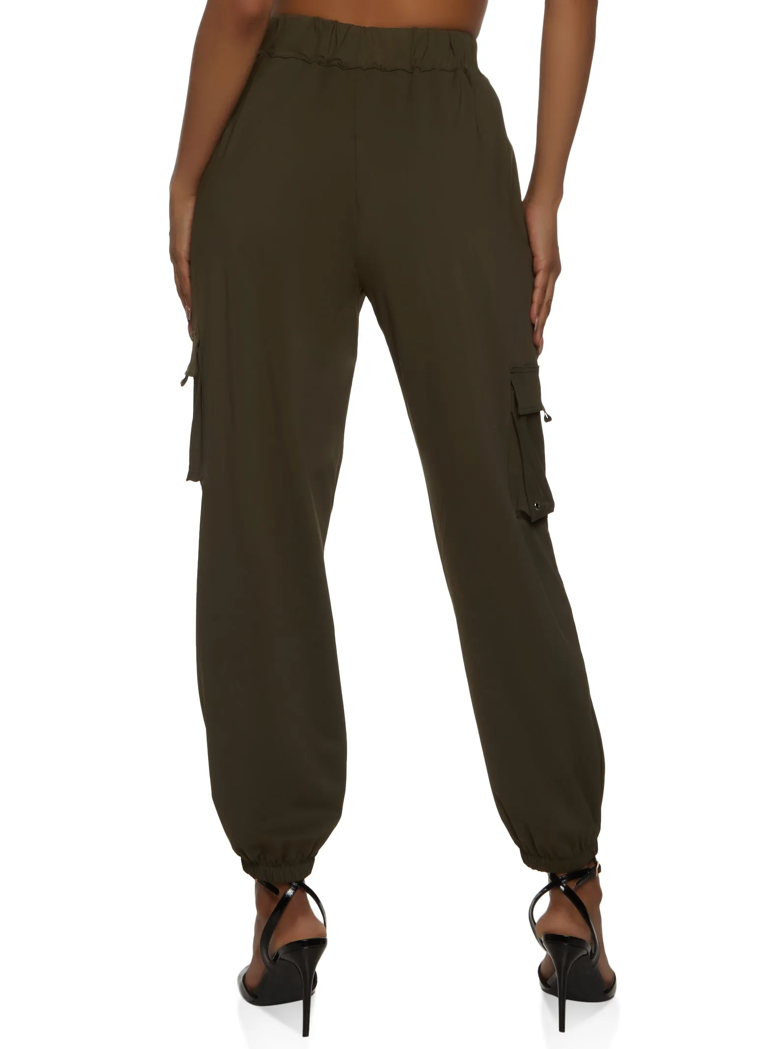 Solid High Waisted Cargo Joggers sold by Rainbow product image thumbnail 3