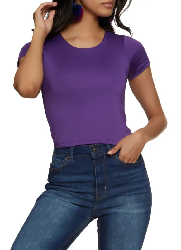 Seamless Double Layered Crew Neck Crop Top sold by Rainbow