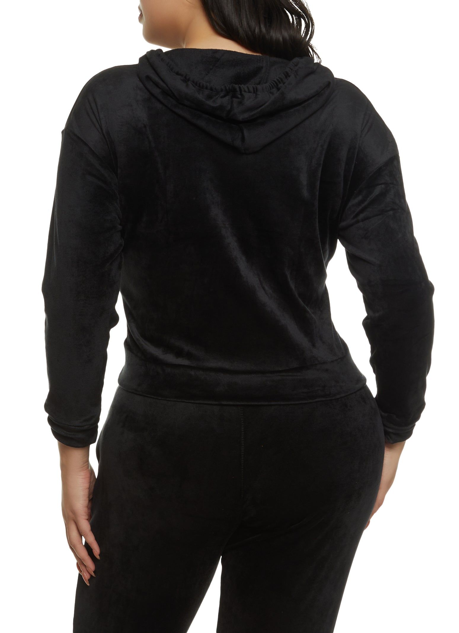 Plus Size Velour Zip Front Hooded Sweatshirt sold by Rainbow product image thumbnail 3