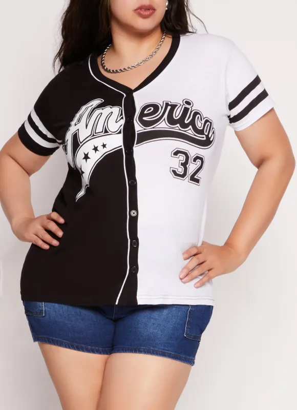 Plus Size America Baseball Jersey sold by Rainbow