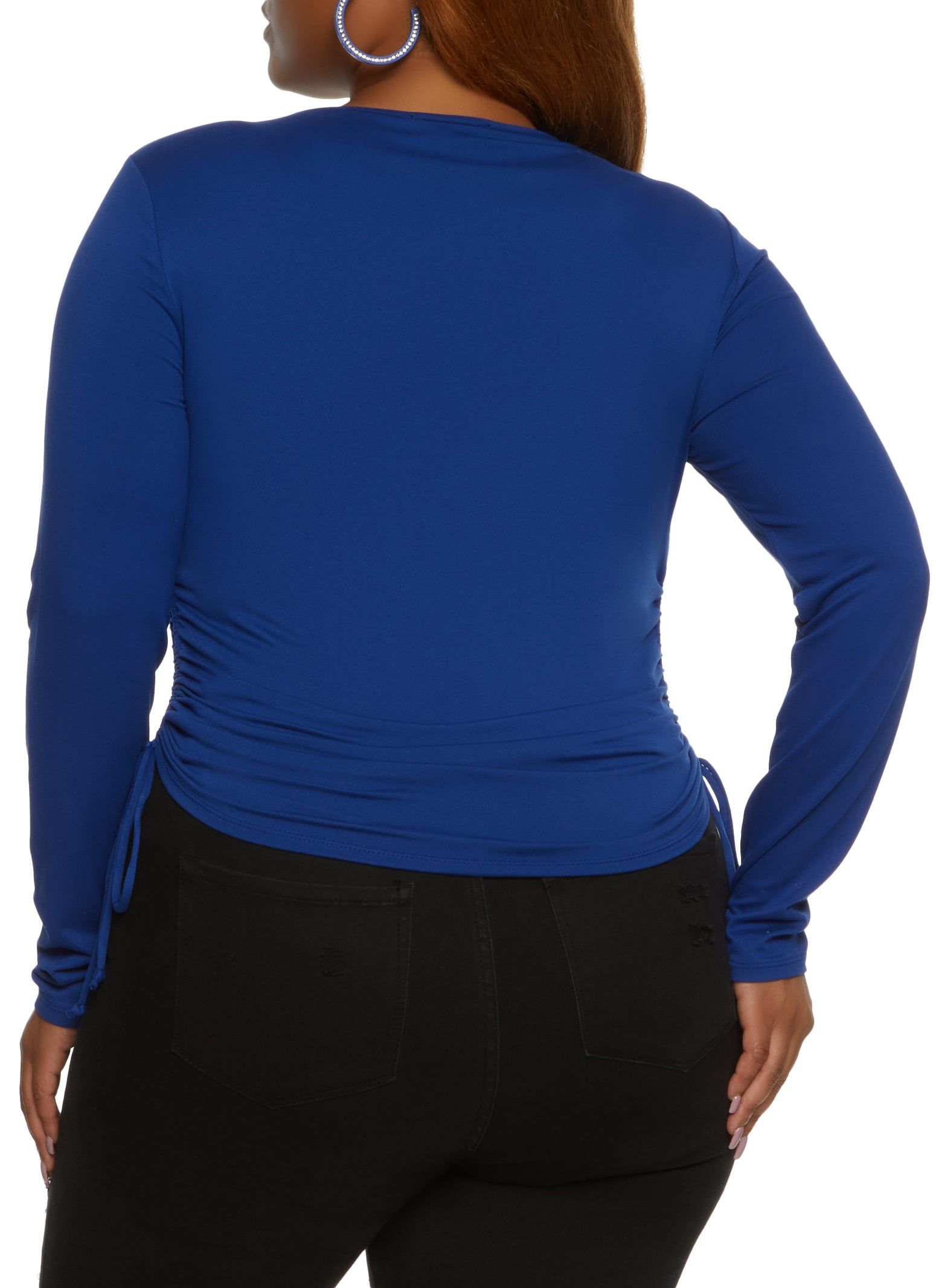 Plus Size Crew Neck Long Sleeve Ruched Top sold by Rainbow product image thumbnail 2