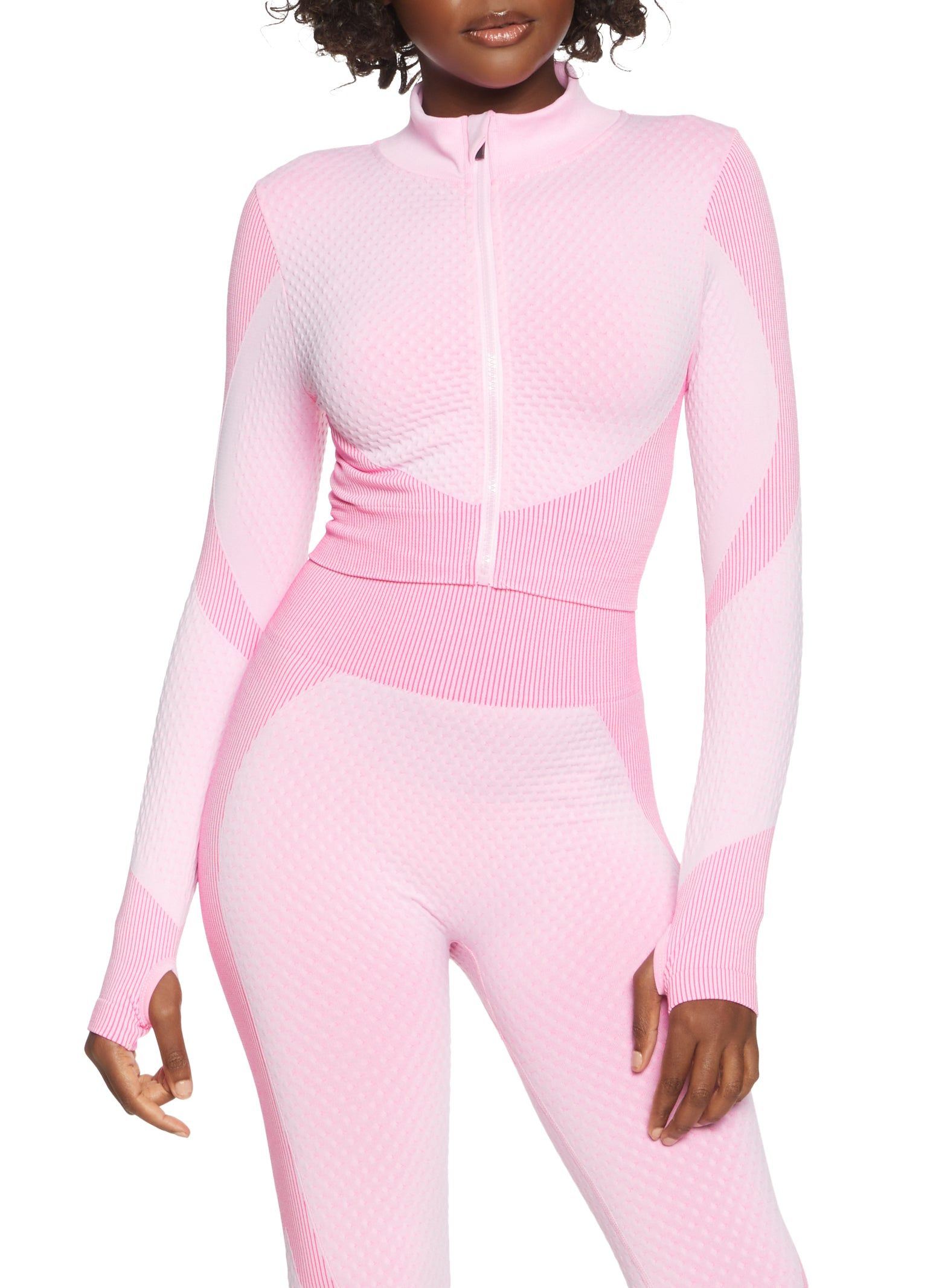 Textured Knit Cropped Track Jacket sold by Rainbow