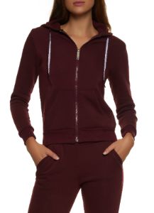 Solid Fleece Zip Front Hooded Sweatshirt sold by Rainbow