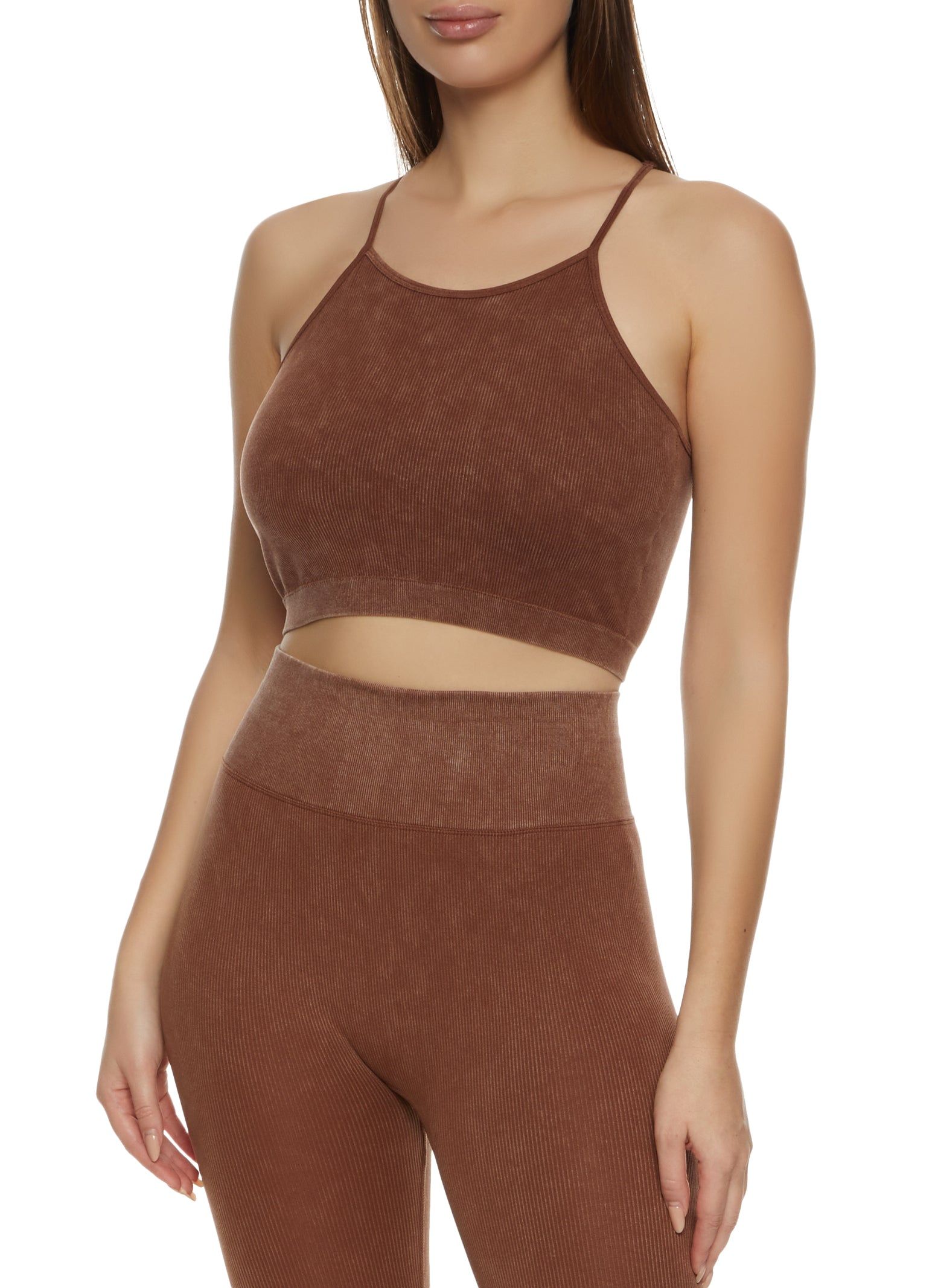 Seamless Compression Rib Racerback Cropped Cami sold by Rainbow