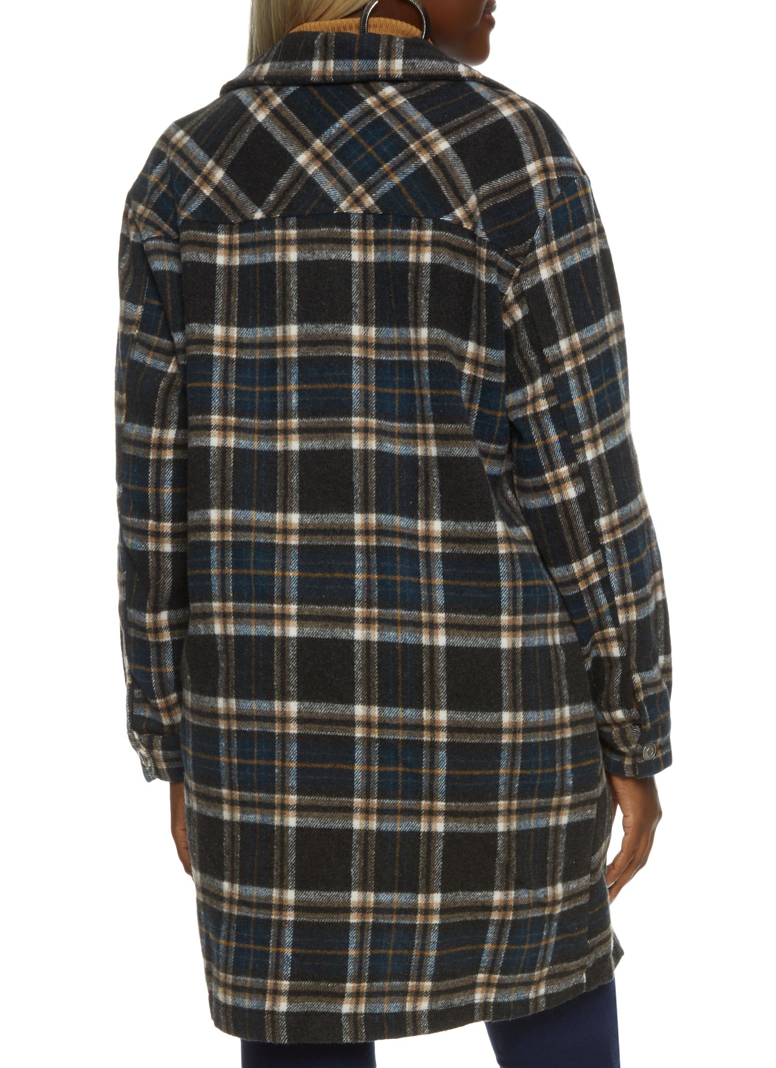 Plaid Pocket Detail Button Front Shacket sold by Rainbow product image thumbnail 3