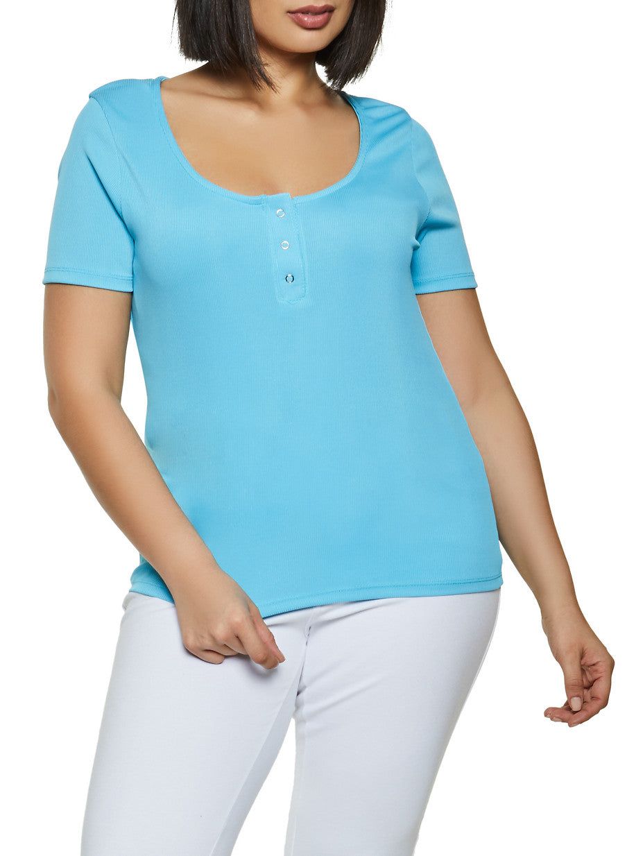 Plus Size Snap Button Top sold by Rainbow