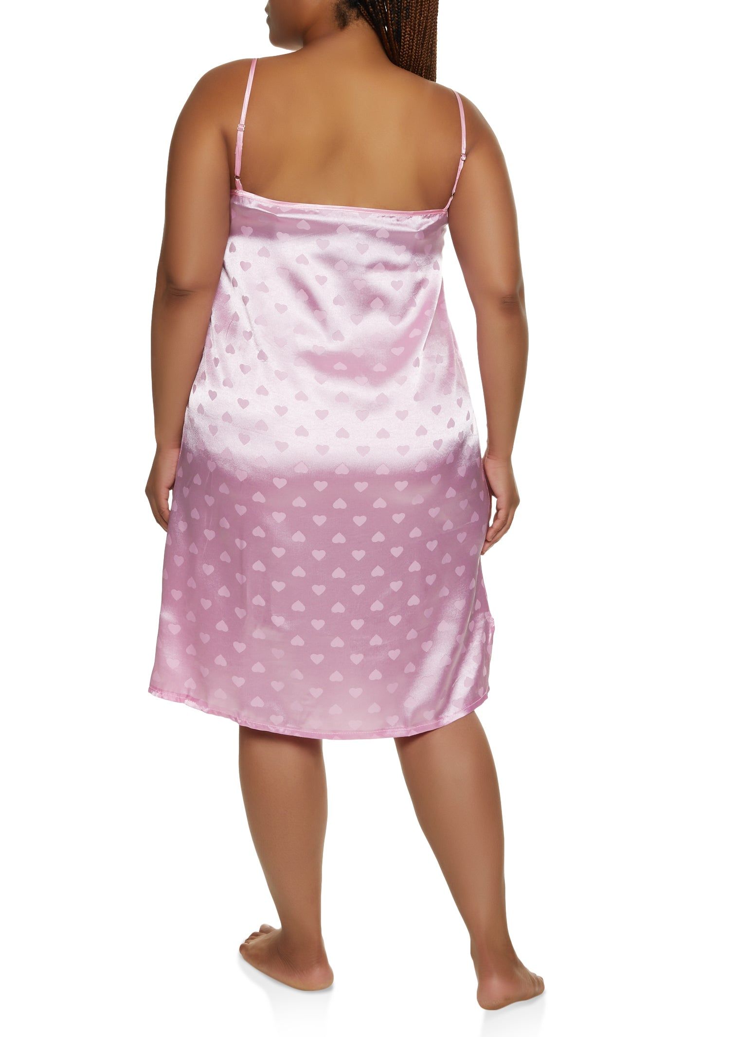 Plus Size Satin Heart Print Cami Nightgown and Robe sold by Rainbow product image thumbnail 5