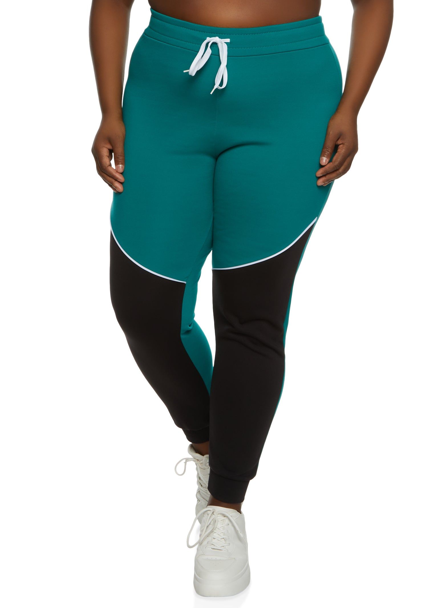 Plus Size Color Block Drawstring Joggers sold by Rainbow