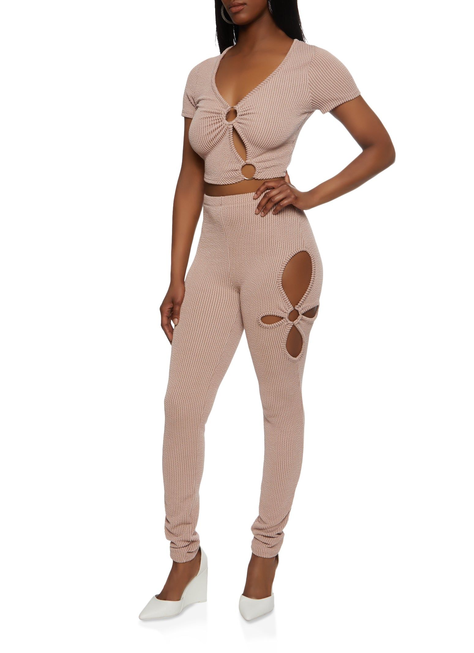 Ribbed O Ring Cut Out Crop Top sold by Rainbow product image thumbnail 2