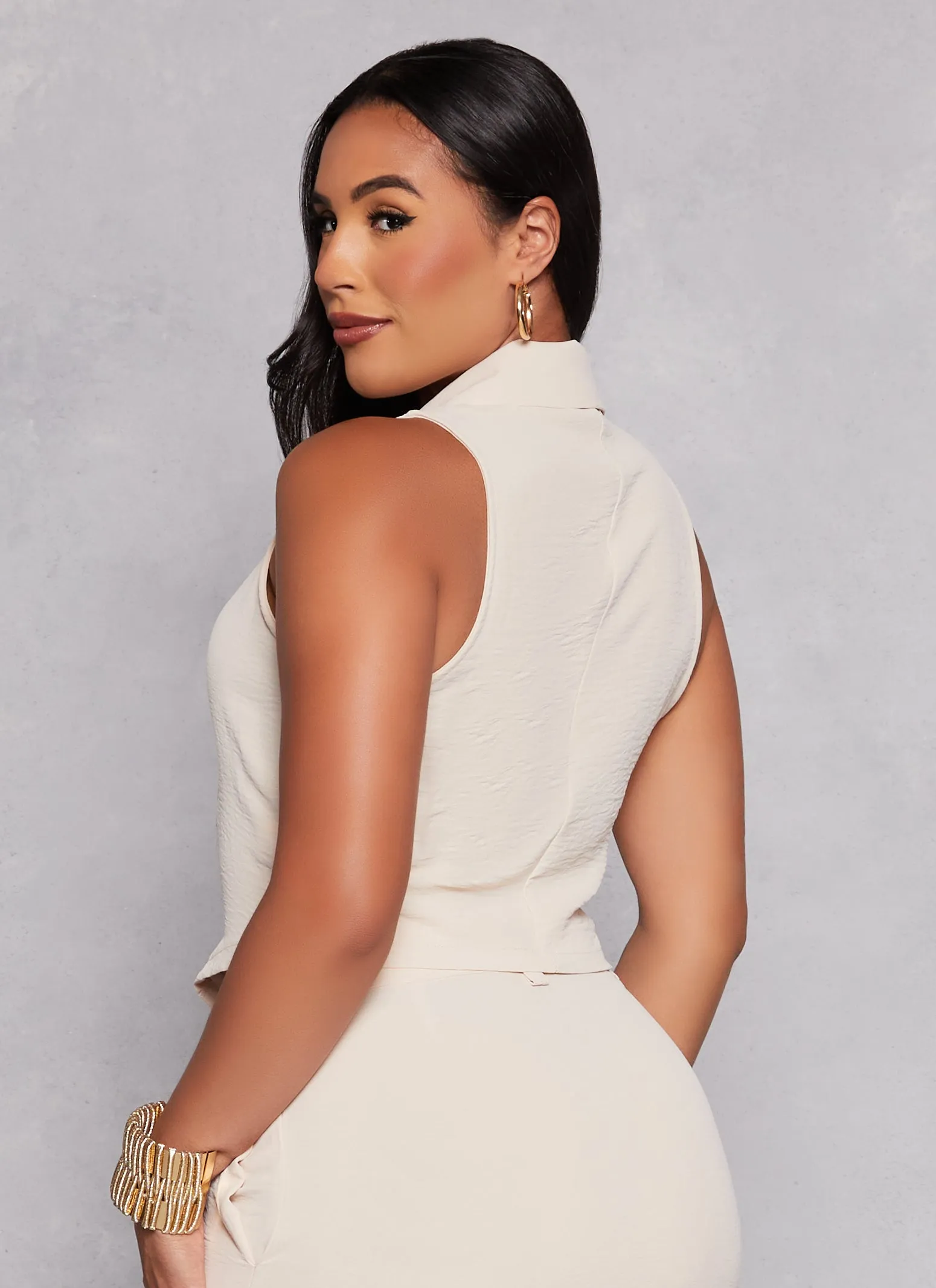 Crepe Knit Solid Blazer Vest sold by Rainbow product image thumbnail 3