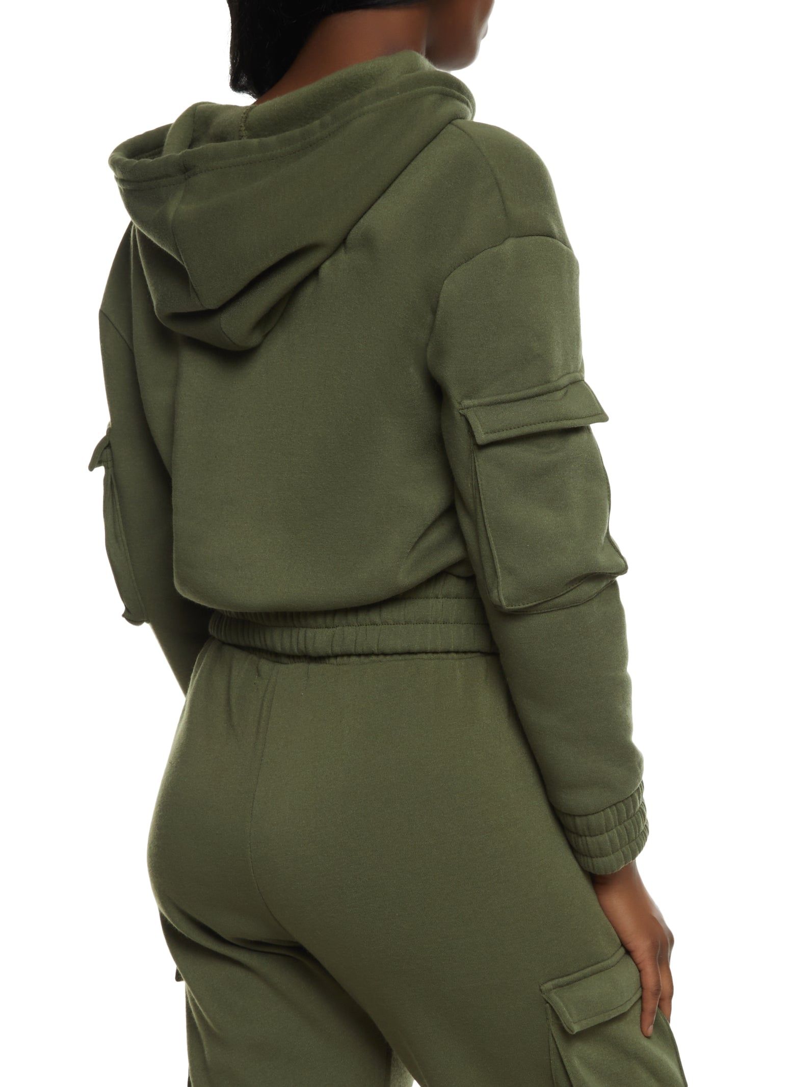 Fleece Zip Front Cargo Pocket Hoodie sold by Rainbow product image thumbnail 3