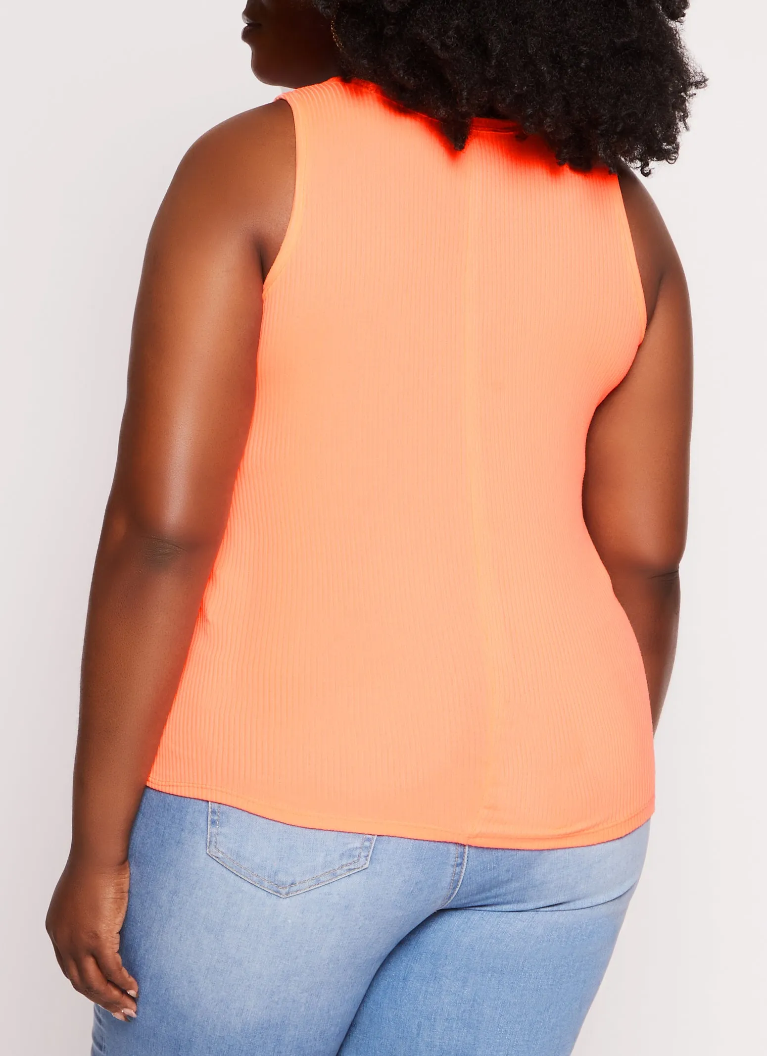 Plus Size Rib Knit Notch Neck Tank Top sold by Rainbow product image thumbnail 3