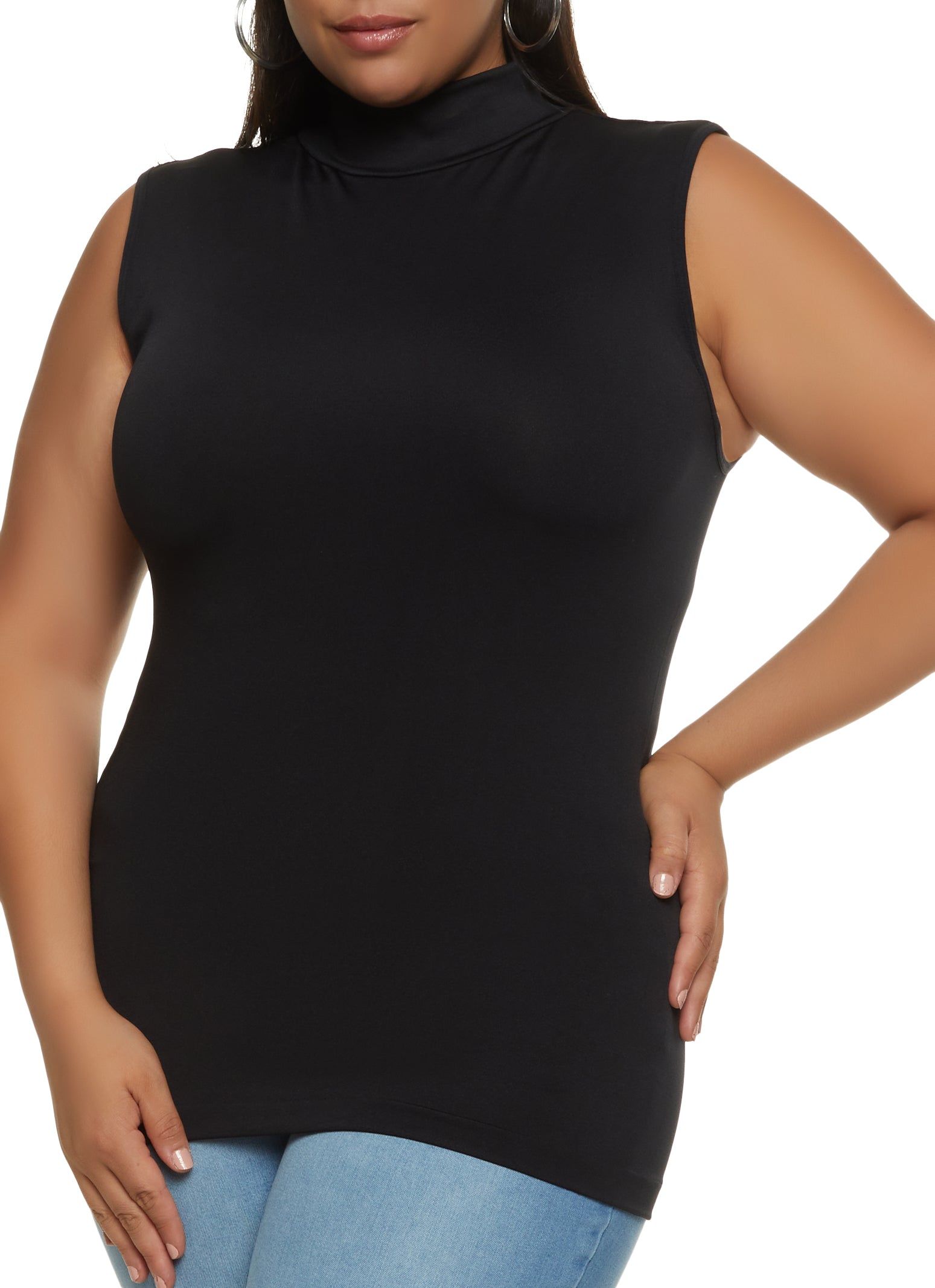 Plus Size Solid Mock Neck Tank Top sold by Rainbow