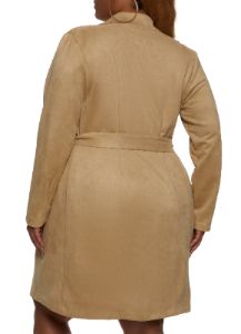 Plus Size Faux Suede Belted Wrap Coat sold by Rainbow