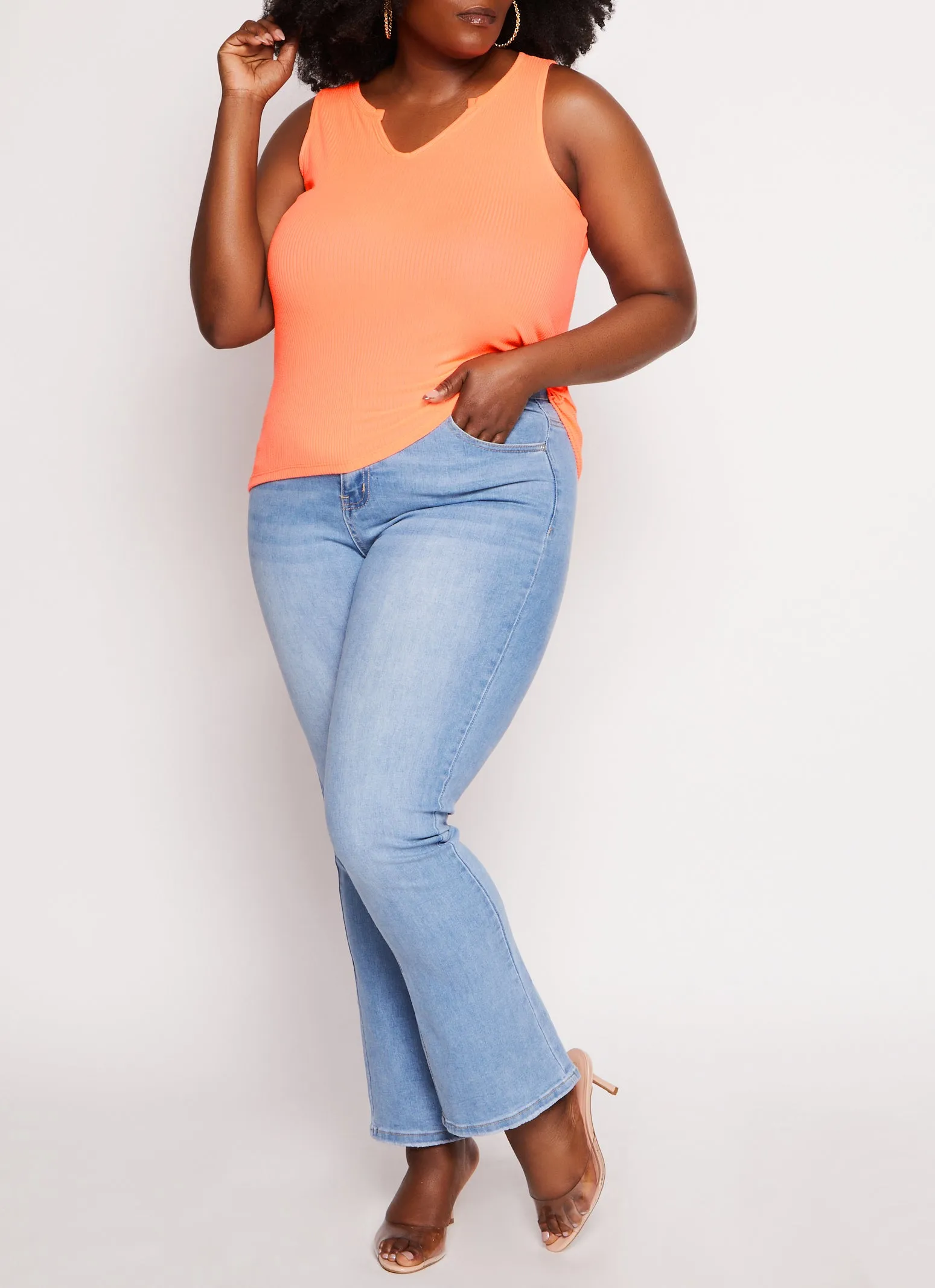 Plus Size Rib Knit Notch Neck Tank Top sold by Rainbow product image thumbnail 2