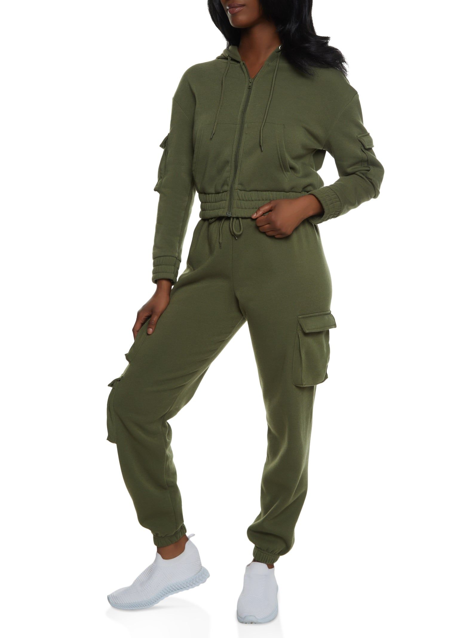 Fleece Zip Front Cargo Pocket Hoodie sold by Rainbow product image thumbnail 2