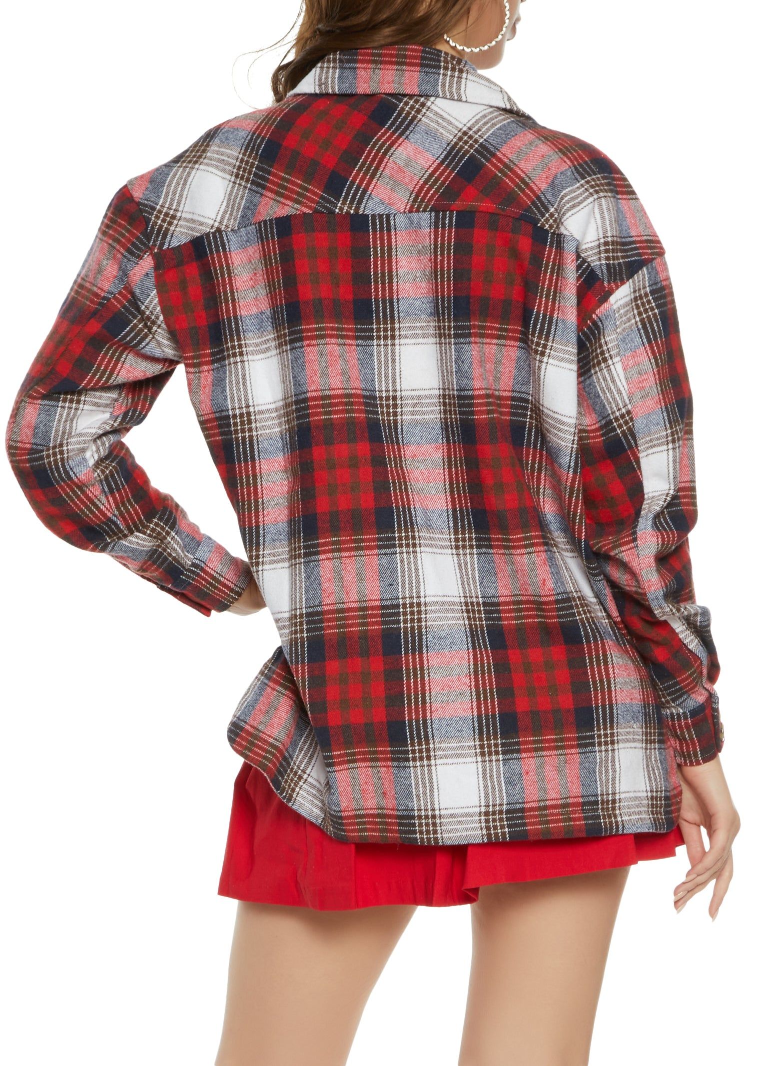 Plaid Brushed Knit Button Front Shacket sold by Rainbow product image thumbnail 3