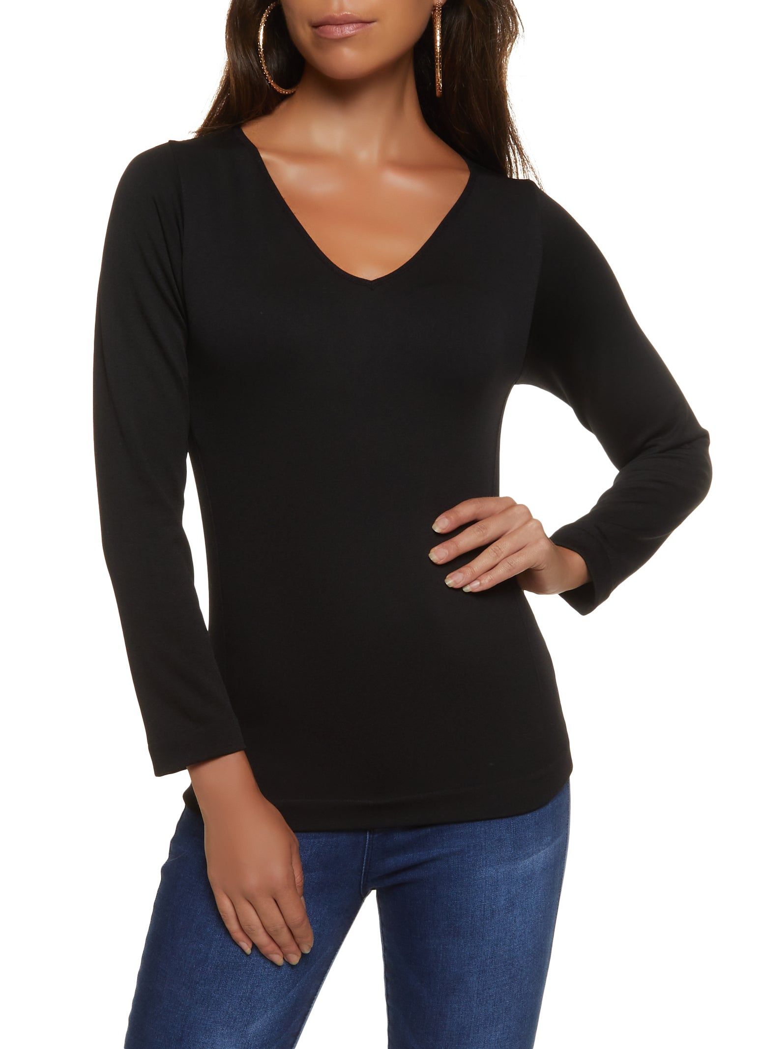 Seamless V Neck Long Sleeve Top sold by Rainbow