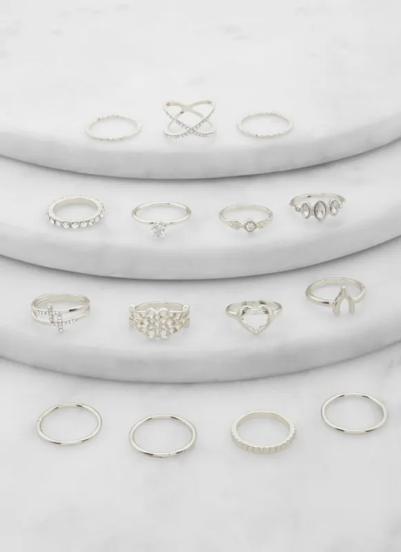 Assorted Metallic Cubic Zirconia Rings Set of 15 sold by Rainbow