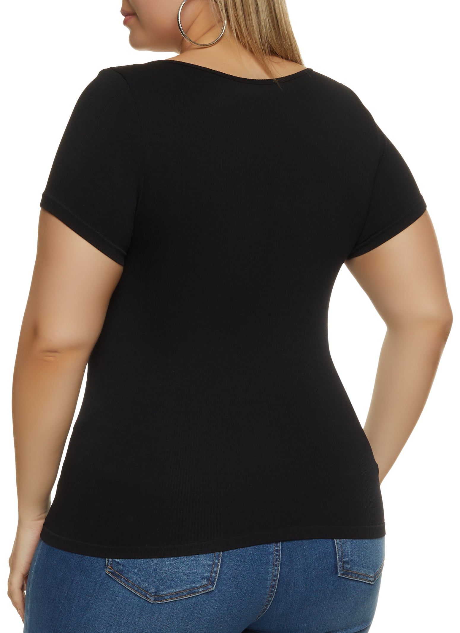 Plus Size Seamless Notched Scoop Neck Top sold by Rainbow product image thumbnail 2