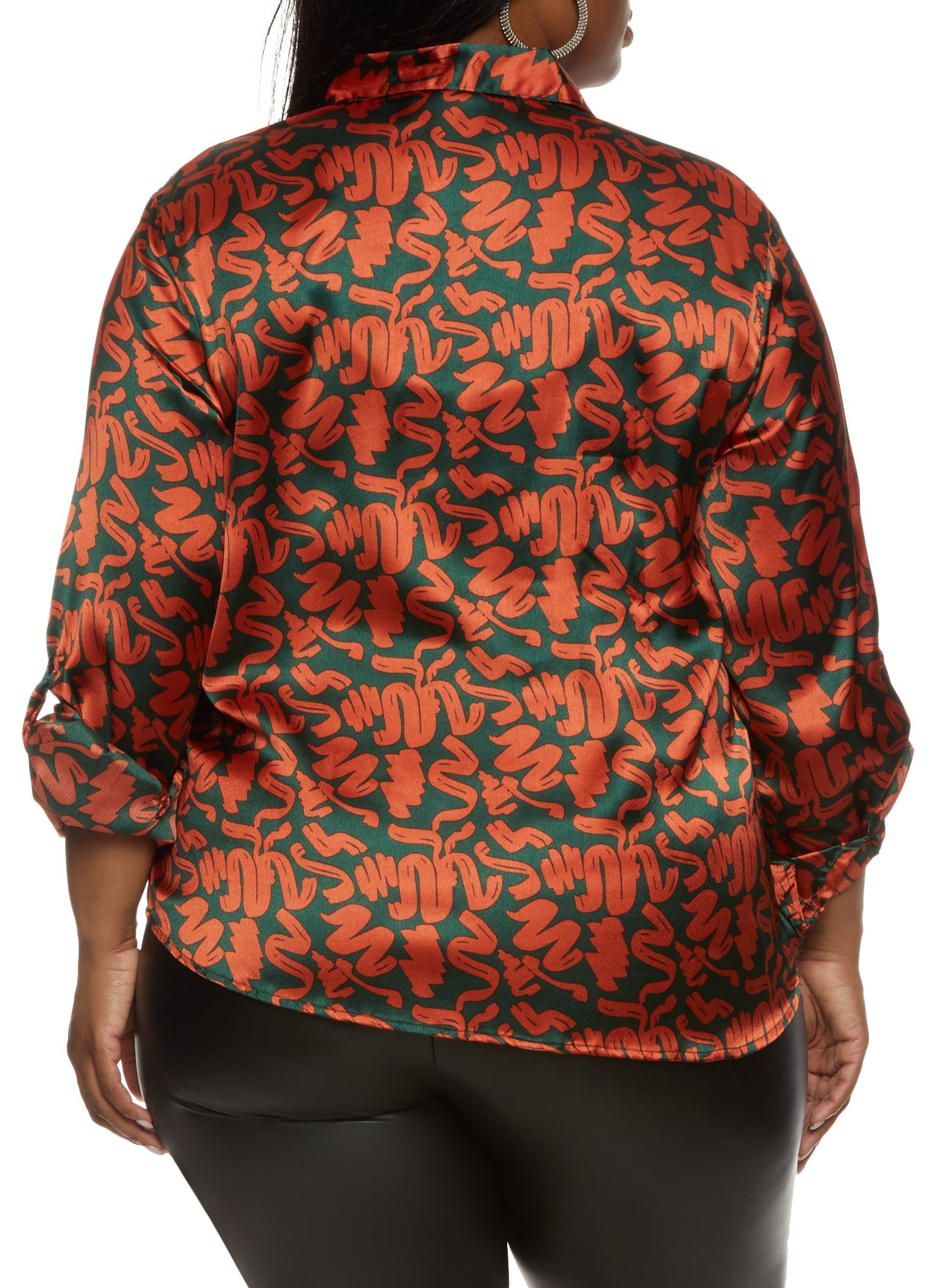 Plus Size Satin Printed Button Front Shirt sold by Rainbow product image thumbnail 2