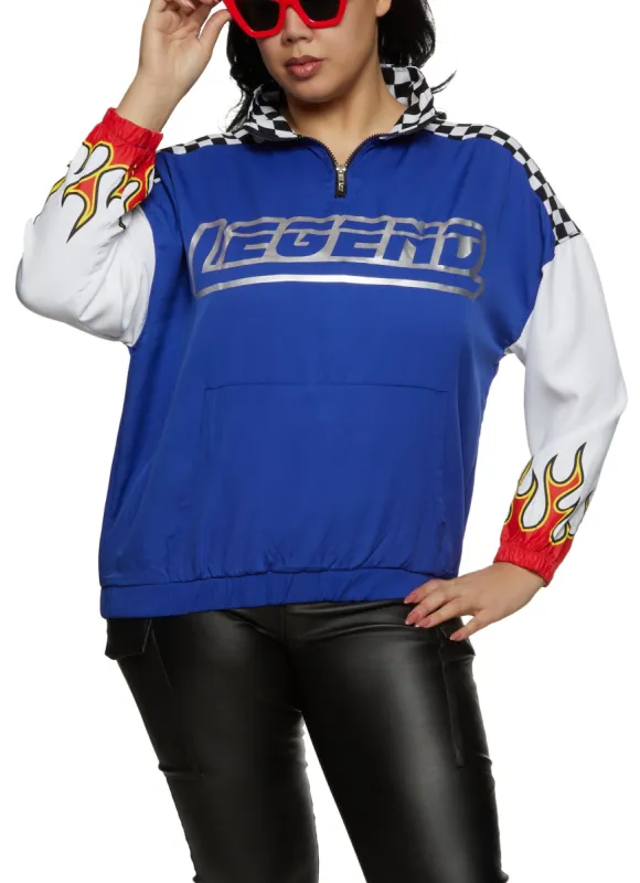 Plus Size Zip Neck Legend Graphic Sweatshirt sold by Rainbow