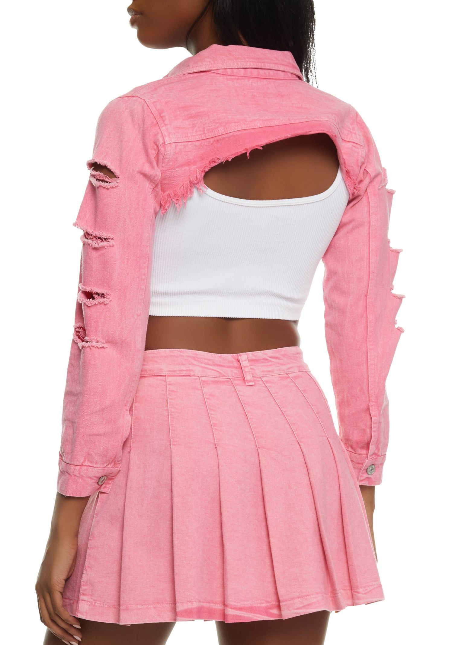 Laser Cut Denim Crop Jacket sold by Rainbow product image thumbnail 3