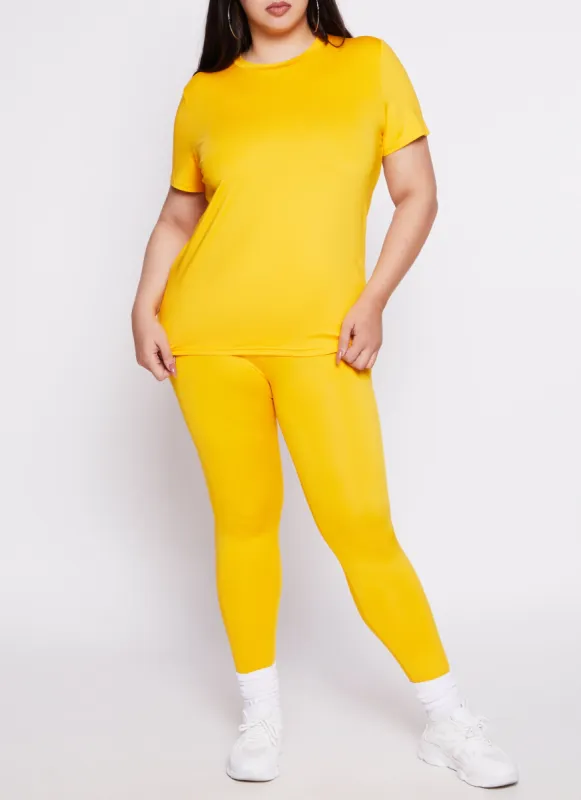 Plus Size Solid High Waisted Leggings sold by Rainbow