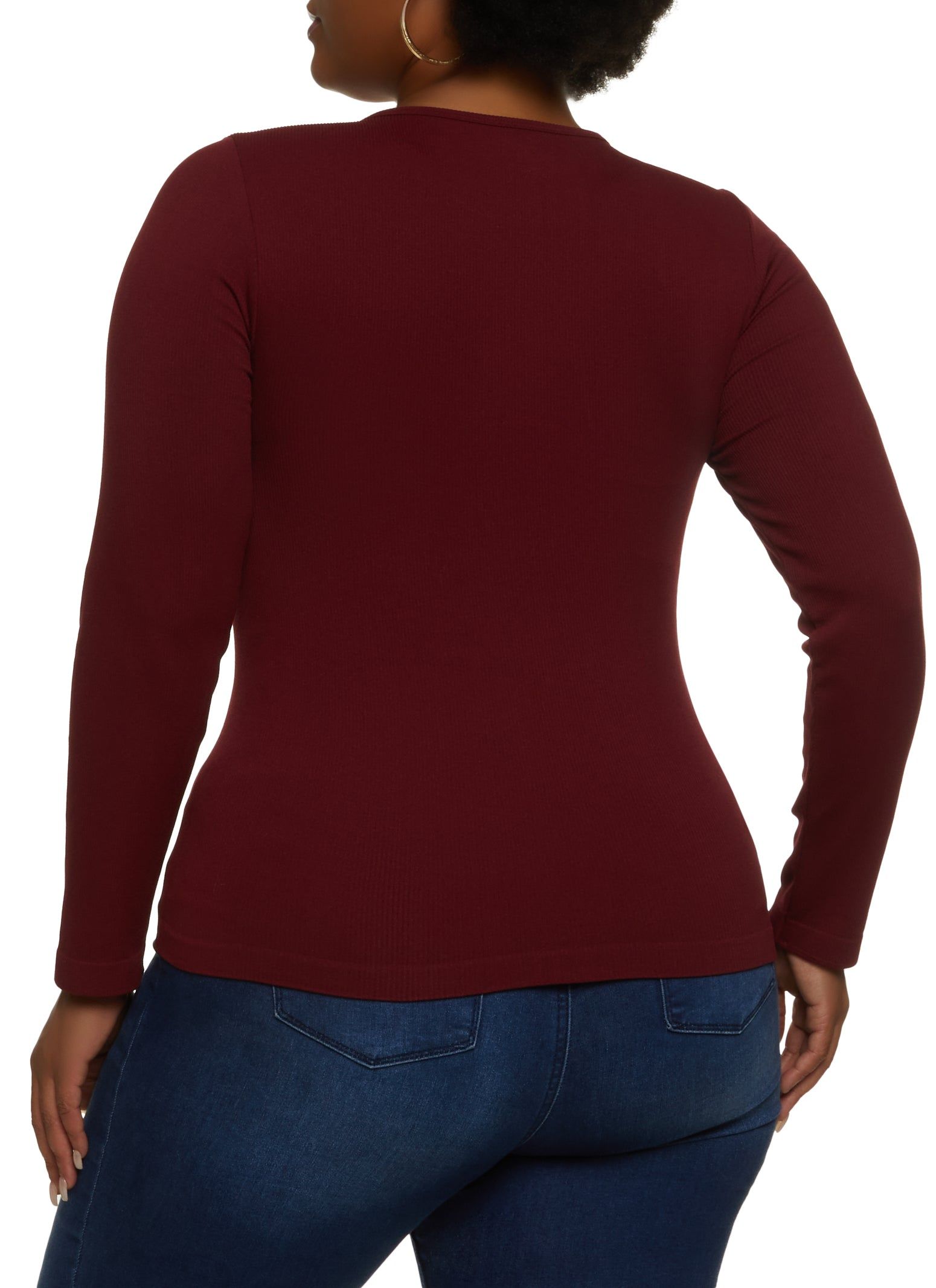 Plus Size Solid Seamless Long Sleeve Top sold by Rainbow product image thumbnail 5