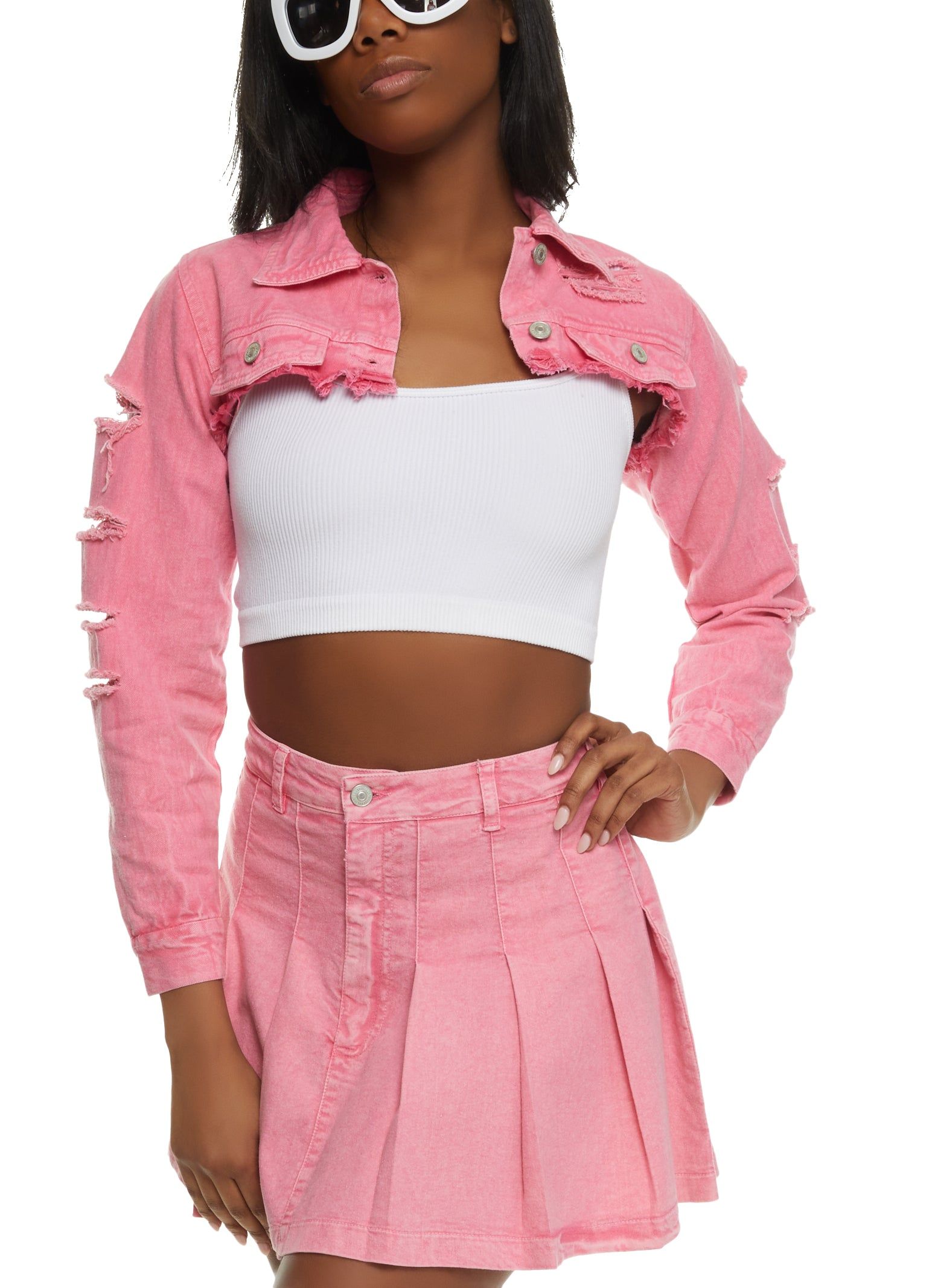 Laser Cut Denim Crop Jacket sold by Rainbow product image thumbnail 2