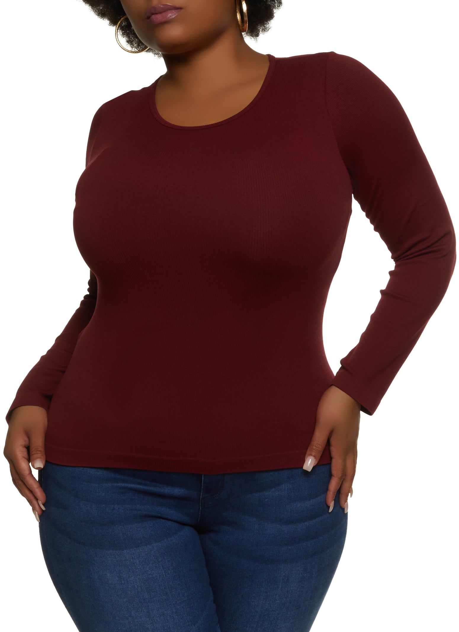 Plus Size Solid Seamless Long Sleeve Top sold by Rainbow product image thumbnail 3