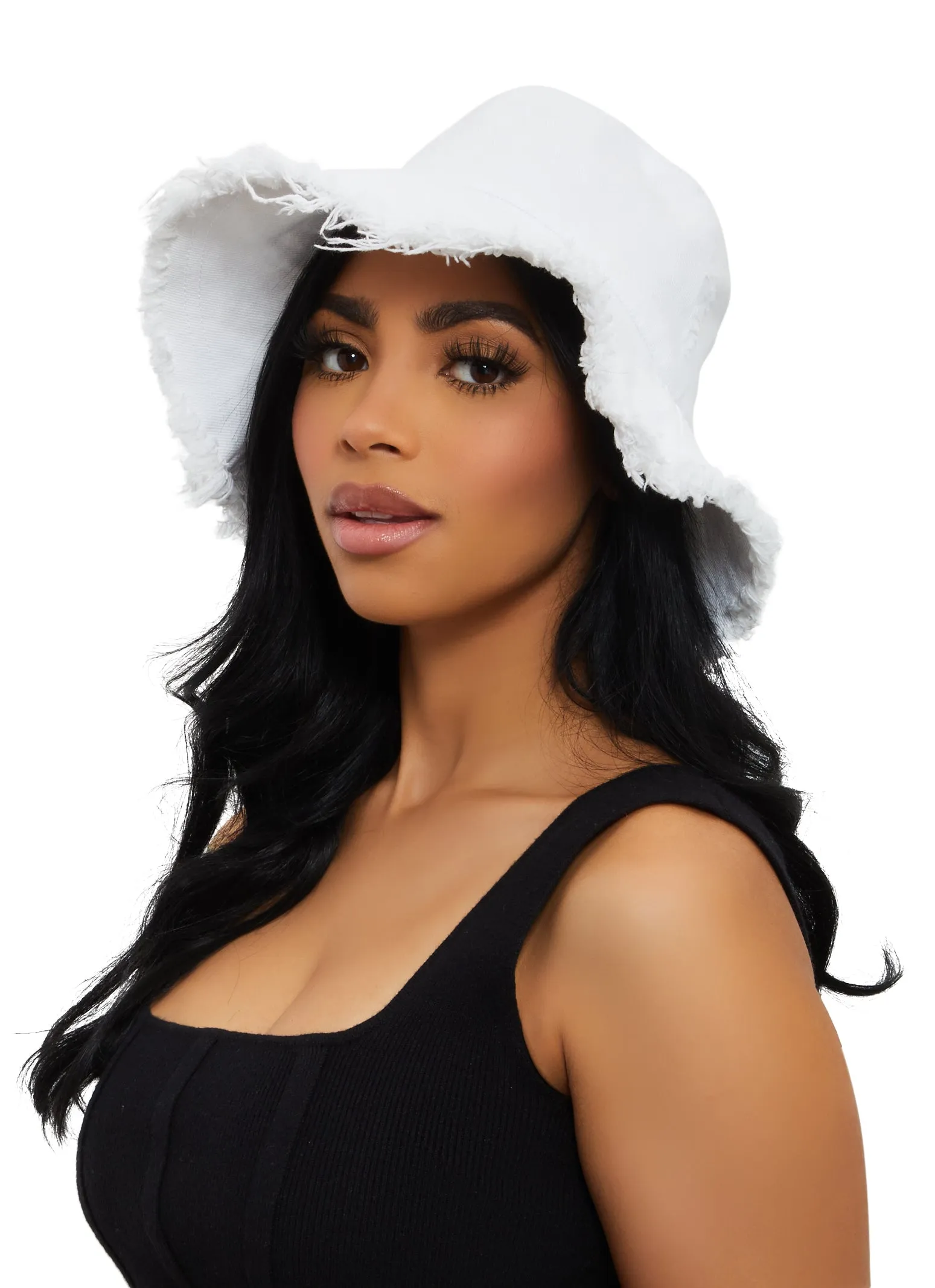 Frayed Denim Bucket Hat sold by Rainbow