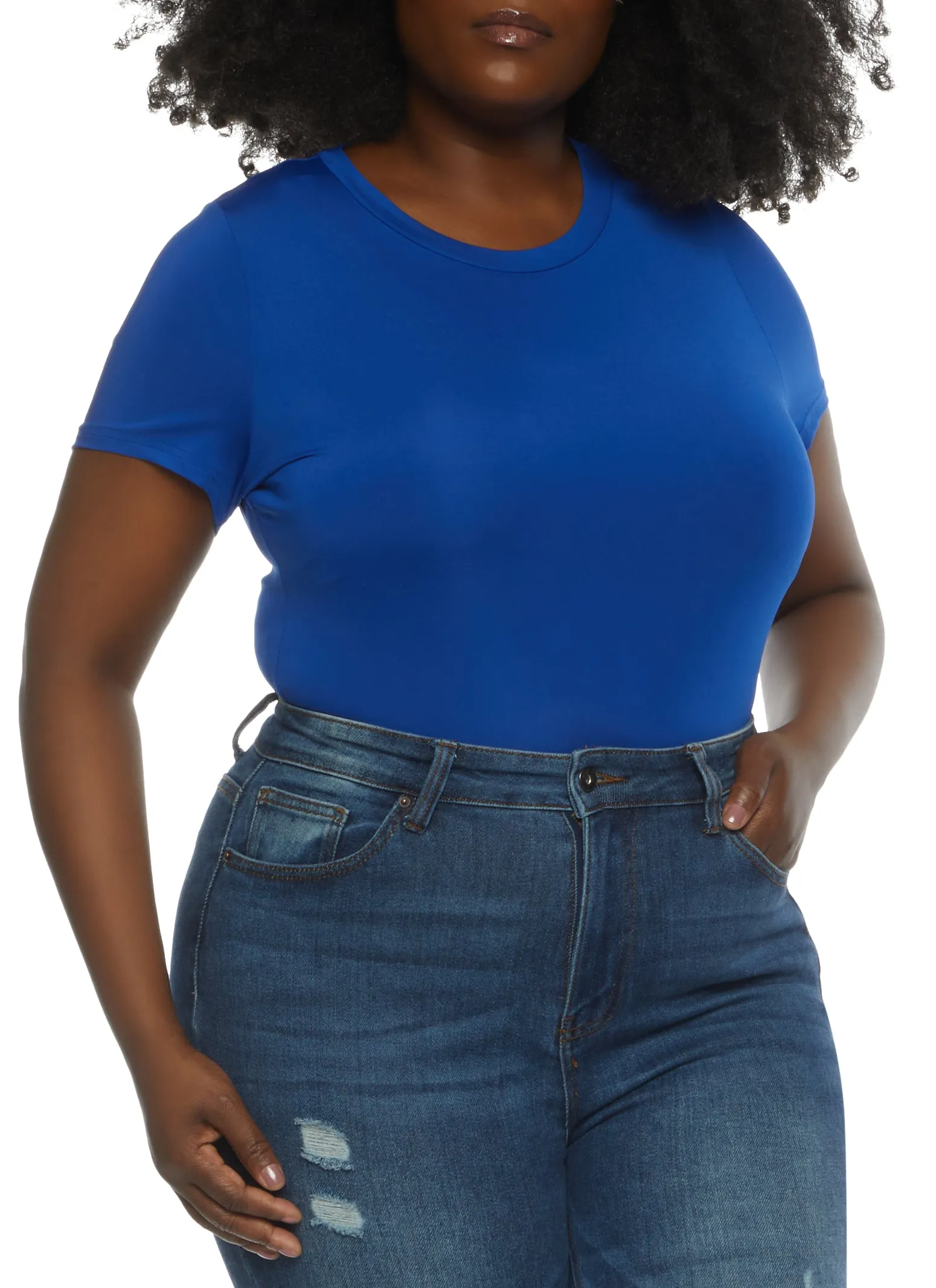 Plus Size Basic Crew Neck Bodysuit sold by Rainbow product image thumbnail 2