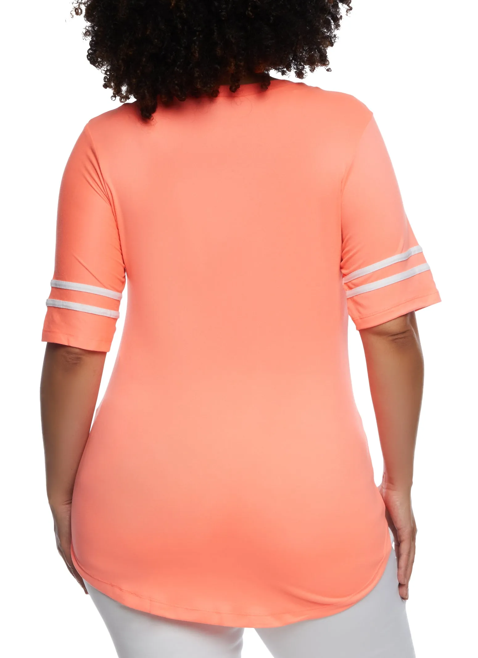 Plus Size Varsity Striped Sleeve T Shirt sold by Rainbow product image thumbnail 3