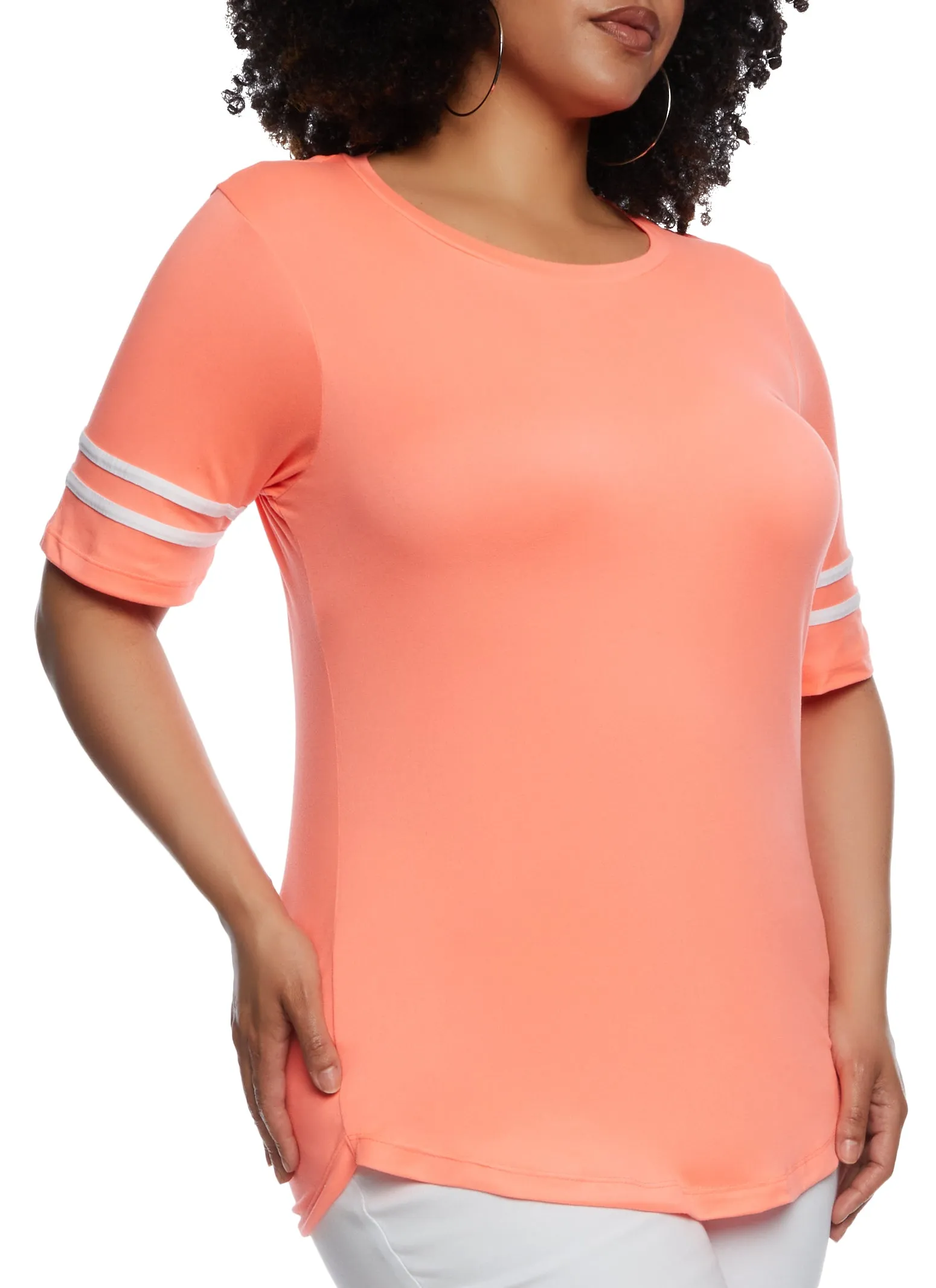 Plus Size Varsity Striped Sleeve T Shirt sold by Rainbow product image thumbnail 2
