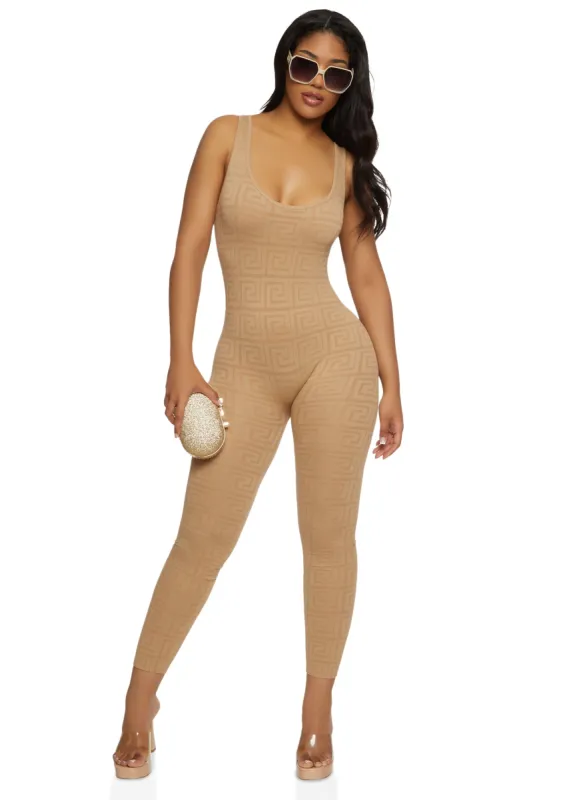 Greek Key Scoop Neck Seamless Catsuit sold by Rainbow